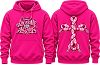 a pink hoodie with a cross on it