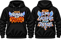 a black hoodie that says heaven is for jesus